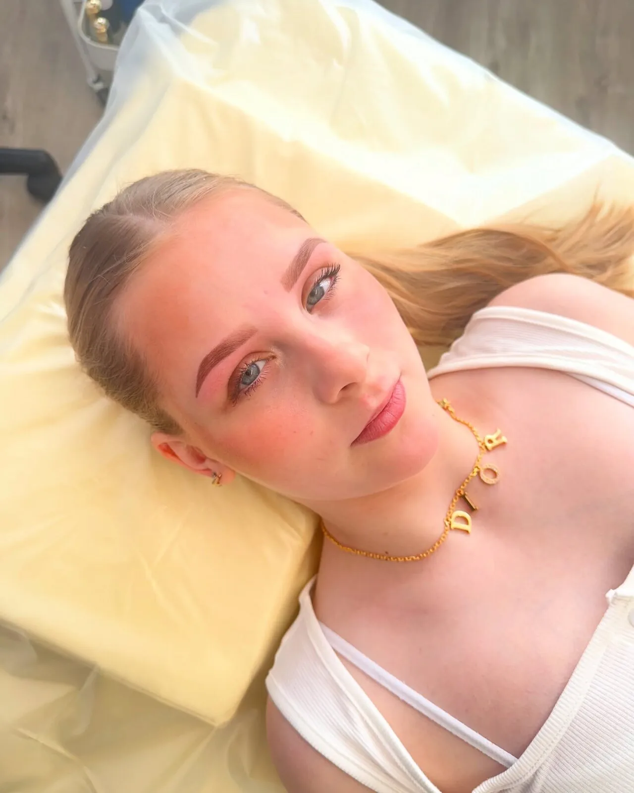 soft blonde brow result with natural definition